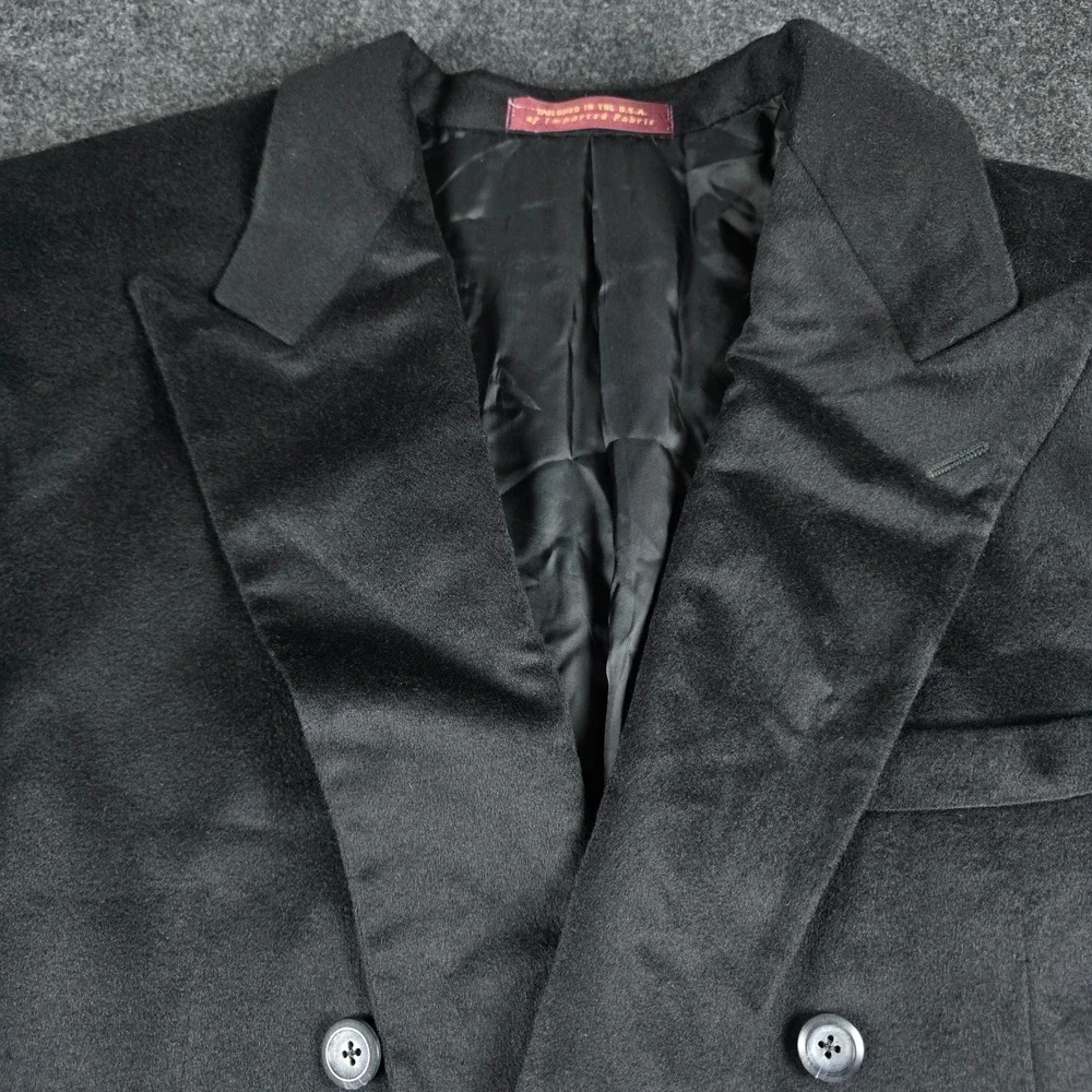 Nordstrom Loro Piana Men's Black Cashmere Double Breasted Blazer Coat Size 43R